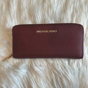 Merlot Michael Kors Wallet with Gold Hardware